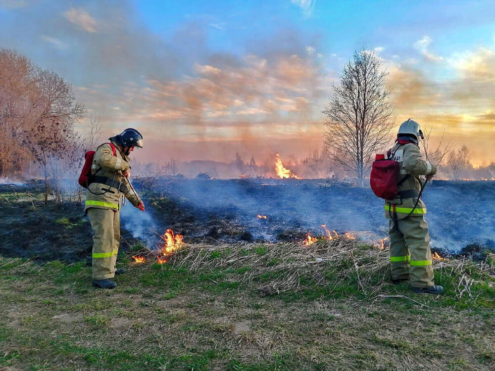 چگونه بدون آتش درست کردن کمپ بزنیم؟ دو آتشنشان در حال خاموش کردن جنگل در حال سوختن